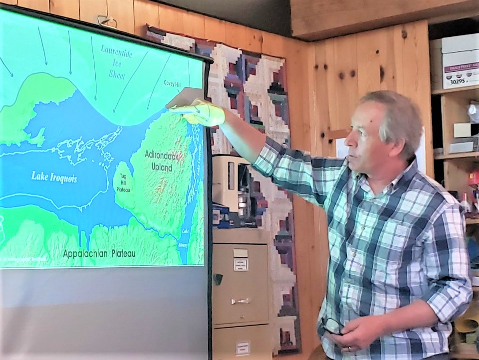 Guest speaker Mark Stabb explaining the extent of Lake Iroquois